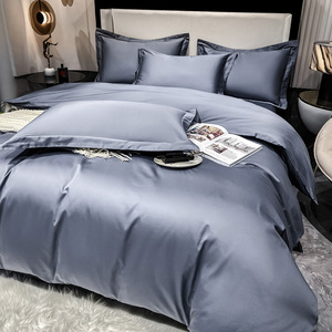 Ensemble de housse de couette à rayures satinées couleur bonbon ensemble de literie solide et léger ensemble de couvre-lit de luxe ensemble lavage en <span class=keywords><strong>machine</strong></span> à froid avancé - Product Image 5