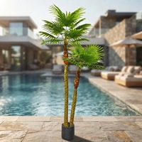 Palmier artificiel multi-troncs, plante décorative d'intérieur, Livistona Chinensis artificielle pour la décoration de la maison, du centre commercial, de l'hôtel et du paysage