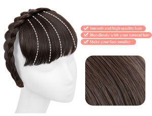 Serre-Tête Tressé avec <span class=keywords><strong>Frange</strong></span> pour Femme, Extensions de Cheveux Synthétiques Haute Température, Accessoires Cheveux, Postiches - Product Image 5
