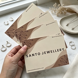 Custom Printed Beige Brown Thank You <b>Cards</b> With Leaves Design Luxury Paper Insert Appreciation <b>Cards</b> For Jewellery Cosmetic <b>Gift</b> - Product Image 1