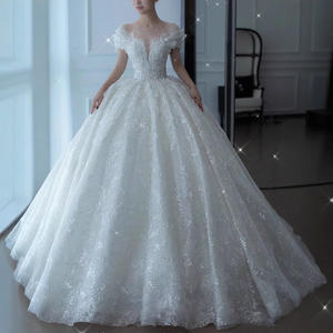 فستان زفاف جديد للعروس ثوب الكرة الحديث نسيج خفيف للصغير مقاس كبير للحوامل الحرفية الثقيلة مم فستان خفيف - Product Image 2