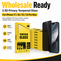 Protection d'écran en verre trempé anti-espion 2.5D haute résistance 9H ultra-mince 0.33mm pour 17 16 14 15 Pro Max