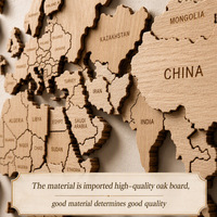 YZOK Grande carte du monde en bois 3D, affiche murale, carte de voyage multicouche, peinture décorative, convient pour le salon et le bureau
