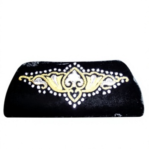 Hand Embroidery Velvet Ladies <b>Small</b> Clutch <b>Purse</b> with Chain Strap and Flap Closure up to 1L Capacity Model 2012 - Product Image 1