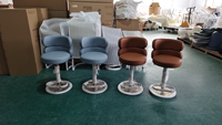 Tabouret de bar XY de luxe personnalisé, élégant et moderne, avec dossier et base en acier inoxydable, pour la maison, l'hôtel, le café, le magasin