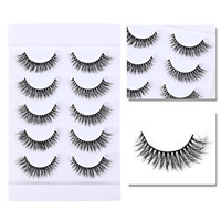 5 paires de faux cils 5D effet naturel, cils 3D réalistes pour les yeux asiatiques (vente en gros)