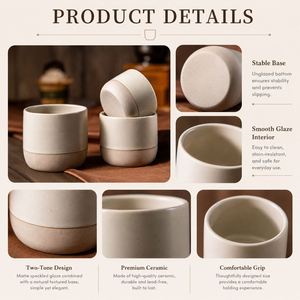 Tasse à café expresso en céramique grès avec logo personnalisé, finition mate créative, pour cadeau, 100ml 180ml 230ml - Product Image 4
