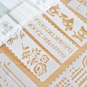 8 pz/pacco Stencil Drawing Kit per bambini disegno Stencil Set regalo per ragazzo ragazza creazione di carte fai da te per Planner Album fotografico Scrapbook - Product Image 2
