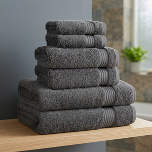 Juego de Toallas de Baño de Algodón Afelpado Gris ORCHID, Color Sólido, Secado Rápido, Toallas Suaves con Borde Acanalado para Uso Doméstico - Product Image 1