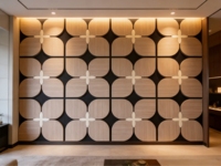 Panneau acoustique en MDF avec placage bois, panneau mural insonorisant 3D, décoration sculpturale en fibre PET pour hôtel, studio d'enregistrement, bureau