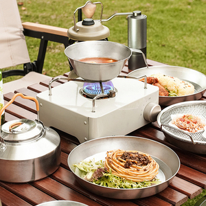 Plato y cuenco para exteriores de acero inoxidable 304, vajilla para acampar al aire libre de seis piezas, almacenamiento portátil de montaña, utensilios de cocina - Product Image 2