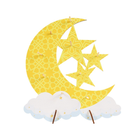 DAMAI Vente en gros, Meilleures ventes, Support de présentation de desserts de table en bois, motif étoile et lune, style musulman, pour l'Aïd Moubarak et le Ramadan