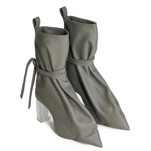 Women Custom Styles Ankle Boots High Chunky Glass Heels <b>Shoes</b> Lace up Short Thick Platform Booties - Product Image 4