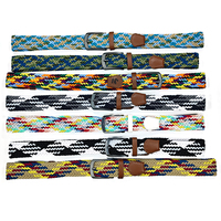 Ceinture tissée extensible colorée personnalisée, ceinture en tissu tressé élastique pour accessoires vestimentaires, vente en gros OEM pour hommes et femmes, faible MOQ