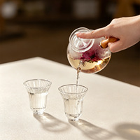 Thee-set van dik, hittebestendig borosilicaatglas met filter, geschikt voor Kung Fu thee, fruitthee en koffie.