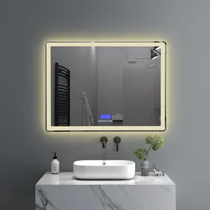 Sıcak satış akıllı dokunmatik sensör anti-sis duvara monte banyo LED ayna Led ışık ayna akıllı ayna Rectang