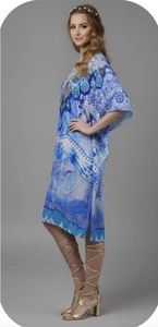 Robe tunique longue en viscose africaine pour femme, style caftan, coupe décontractée, poncho kimono, finition soyeuse, mode bohème pour les vacances et les stations balnéaires - Product Image 2