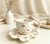 Tasse à thé au lait en céramique, motif floral irrégulier façonné à la main, style coréen, pour petit-déjeuner et boisson, vaisselle de cuisine