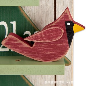 Ornement de compte à rebours de Noël en bois, forme d'oiseau, lot de plusieurs pièces, style rustique, décoratif pour arbre de Noël - Product Image 1