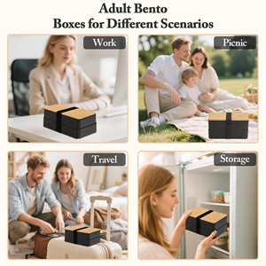 Japanese-style Lunch Box Frame Insulation Double-layer Large-capacity <b>Microwave</b> Plastic Fresh-keeping Bento Box <b>Set</b> - Product Image 4