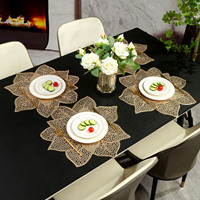 Nouveau Set de Table Européen de Luxe Léger Doré, Forme Bauhinia, en PVC Imperméable et Anti-Huile, pour Hôtels et Décoration de Cuisine Domestique