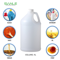Conteneurs en plastique HDPE blancs robustes pour savons, détergents, liquides, avec bouchon à vis, 1 gallon