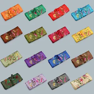 Yiwu Borduren Brocade Roll Tassen Sieraden Organizer Case Chinese Lucky Zakjes Zijde Zakken