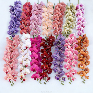 Lot <span class=keywords><strong>de</strong></span> <span class=keywords><strong>15</strong></span> grandes orchidées Phalaenopsis artificielles à tige longue, toucher réel, pour la décoration <span class=keywords><strong>de</strong></span> la maison et <span class=keywords><strong>de</strong></span> mariages - Product Image 1