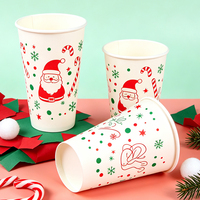 Gobelet à café simple paroi de Noël, imprimé personnalisé, en papier kraft, anti-fuite, jetable, 8oz, pour chocolat chaud, fournisseur en gros