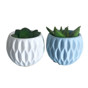 Cute Small <strong>Ball</strong> Shaped Blue White <strong>Clay</strong> Pots for Plants Indoor Indoor Succulent Plant Pot Planters - Product Image 1
