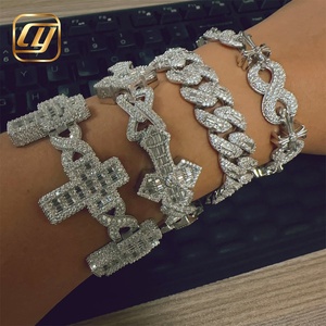Pulsera de Plata de Ley 925 con Moissanita Certificada GRA, Joyería Fina Hip Hop, Cadena Cubana con Cruz, 13 14 25MM - Product Image 3