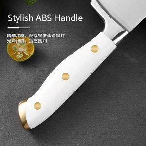 5 件套白色厨房刀具套装，带刀鞘，不锈钢手工制作厨师刀、面包刀和水果刀，双刃，安全收纳 - Product Image 2