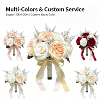 Bouquet de mariée léger et frais avec ruban en dentelle, roses artificielles, fleurs artificielles pour la décoration de la robe de mariée, les photos de mariage