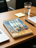 Großhandel Romantisches Stadtlandschafts-Aquarell-Notizbuch Goldener Doppeldrahtbindung Hardcover-Tagebuch Kunstliebhaber Reise-Souvenir Geschenk