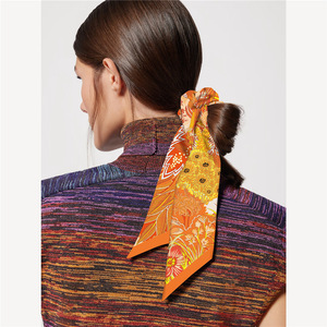 奢华马术马印花围巾头发包配件女士定制设计师丝绸发带女士发带 - Product Image 4