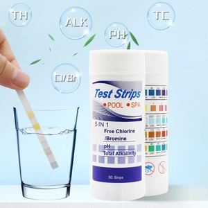 1 Set Pool Test Strip High Accuracy 5 in 1 Residual Chlorine PH Value Alkalinity Hardness Bromine Test Strip Household Supply