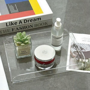 Großhandel Rechteck klar Acryl Serviert ablett mit Griffen Frühstück dekorative Organizer für Couch tisch - Product Image 4