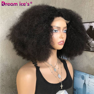 Pelucas de Encaje Frontal 4x4 sin Pegamento de Fábrica Xuchang, Cabello Rizado Afro Bomb, Cabello Humano Brasileño Remy Mixto Negro <span class=keywords><strong>para</strong></span> Mujer, <span class=keywords><strong>Mejor</strong></span> Precio - Product Image 1