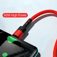 Kabel USB-C 60W dengan Casing Aluminium Alloy, Konektor Berlapis Nikel, Pengisian Cepat 3A, Konduktor Tembaga Murni, Jalinan Nilon, untuk Printer Data