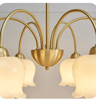 Abat-jour en verre givré style tulipe vintage français, douille E27, plusieurs tailles disponibles, pour lustre de salon