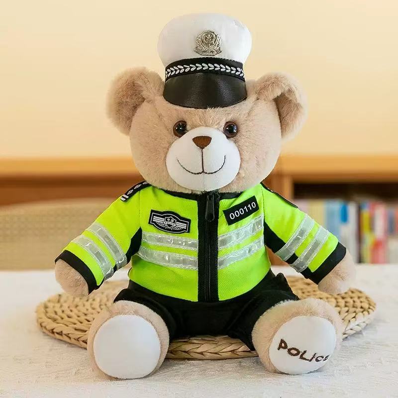 Ours de police de la circulation en poils de lapin