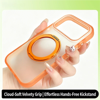 Étui magnétique soyeux au toucher doux avec béquille pour iPhone 17, coque rigide en acrylique anti-rayures avec coussin d'air dissimulé