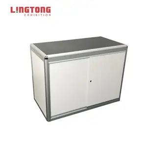 Easy Assemble Aluminum Profiles Folding Lockable Counter Display Showcase For Standard Booth