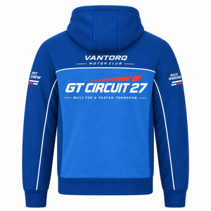 Sweat-shirt unisexe de club de motards, 100% coton, hiver, bleu et blanc, poche kangourou, cordon de serrage, pour week-end de course - Product Image 2