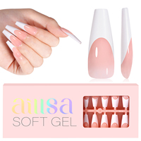OEM Long Coffin French Full Cover Gel Nail Tips 180pcs/Box 15 Sizes Pre-designed for Finger Nails Wholesale Salon Use