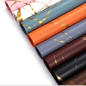 Papier d'emballage de fleurs en marbre doré, 50 mètres, papier d'emballage imperméable pour série de maillots de bains - Product Image 1