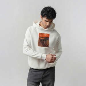 Sudadera con Capucha para Hombre, Blanca, de Algodón French Terry, con Bolsillo Frontal, Estampado de Dibujos Animados, Estilo Casual para Otoño, Corte Regular, con Función Térmica, 370g - Product Image 1