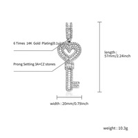 Pendentif Cœur d'amour en laiton et zircon avec chaîne torsadée en acier inoxydable, Collier de mode pour hommes et femmes, Vente en gros de bijoux