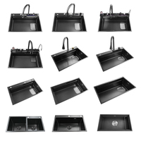 304 évier de cuisine moderne en acier inoxydable fait à la main comptoir noir ensemble d'évier de cuisine en acier inoxydable avec robinet évier à bol unique