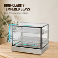 Vitrine chauffante de comptoir à coins carrés en verre avec éclairage LED et tube chauffant électrique pour poulet frit et burgers